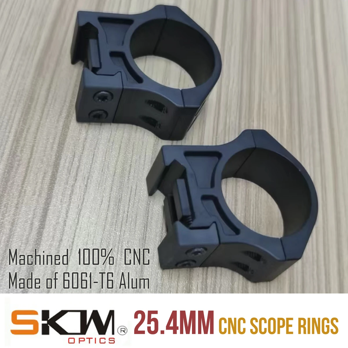 SKWGEAR-Medium Scope Rings, Tactical, 25.4mm, 6061-T6 Mount Fit, Picatinny CNC, Heavy Duty,