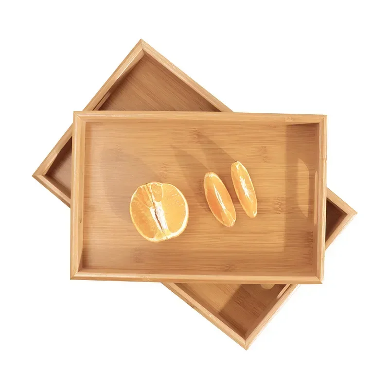 Bamboo Wooden Tray Japanese Bread Snack Solid Wood Household Kung Fu Tea Set Water Cup Plate Hotel Plates Home Kitchen Supplies 3