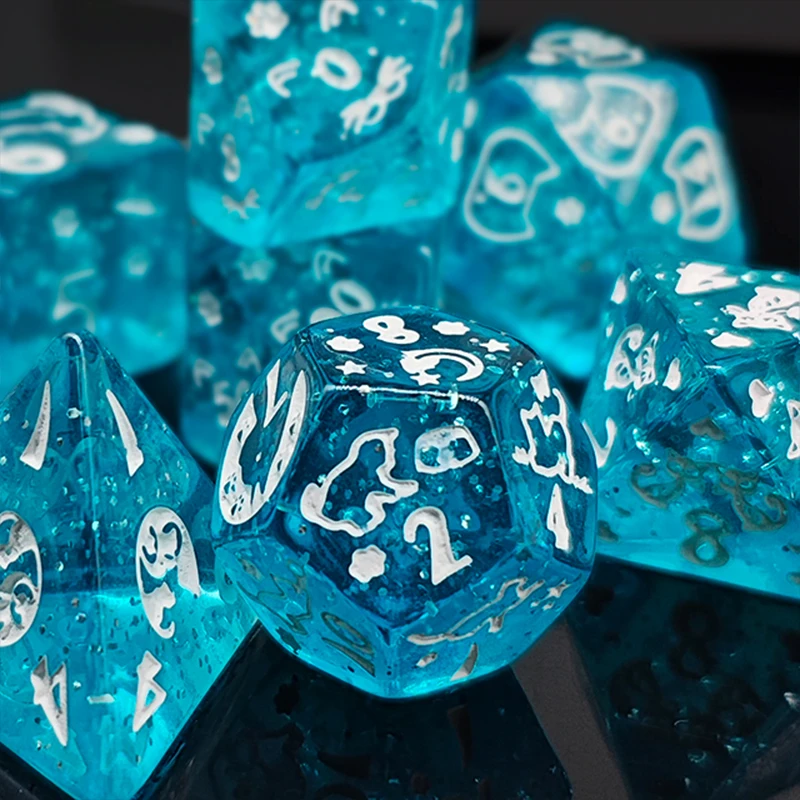 7 Pcs New Double Colors Dice Polyhedral Gold Font Digital Dices Kit TRPG RPG D20 D12 D10 D8 D6 D4 Table Game Kids Toy polyhedral dice kit