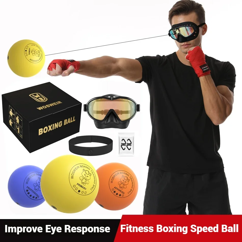 WOSWEIR－Children's Indoor Head Mounted Reaction Ball Full Protection Safety Coaching Speed Ball Boxer Training Equipment