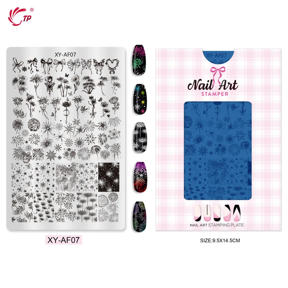 TP 네일 아트 템플릿 나비 격자 무늬 디자인 네일 스탬핑 플레이트 네일 DIY 폴리쉬 프린팅 전사 템플릿 매니큐어 도구