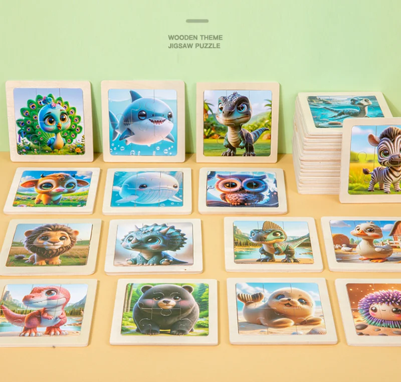 6 stück Holz Puzzle Kinder Montessori Spielzeug Dinosaurier Ozean Tier Kognitive Spielzeug Puzzles Pädagogisches Spielzeug Für Kinder – Detail 9
