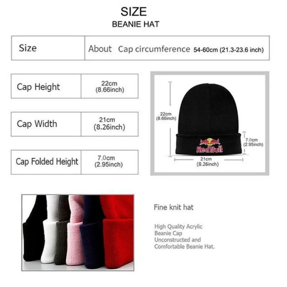 6 colors Red Bull pullover hat men's and women's autumn winter soft warm knitted Red Bull hat solid color Red Bull Beanie Hat 6