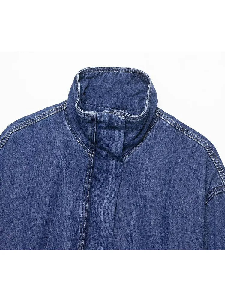 Women High Street Loose Buttons Denim Short Jacket 2025 Fall Fashion Commute Women Casual Coat Long Sleeve New Jackets ﻿