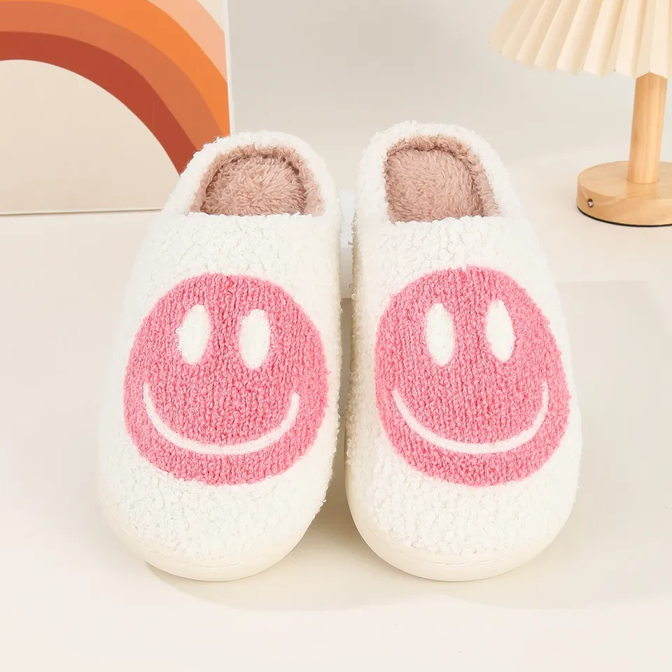 Smile Pop Winter Indoor Comfortable Plush Slippers Fluffy Cotton Slippers Non-slip Warm Household Slippers