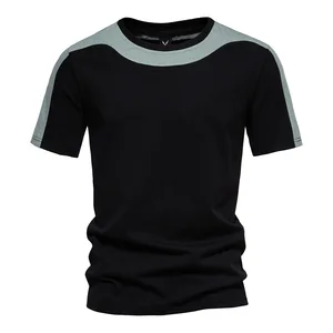 Men's Color Block Short Sleeve T Shirt Casual O Neck Cotton Slim Fit Basic Summer T-Shirts