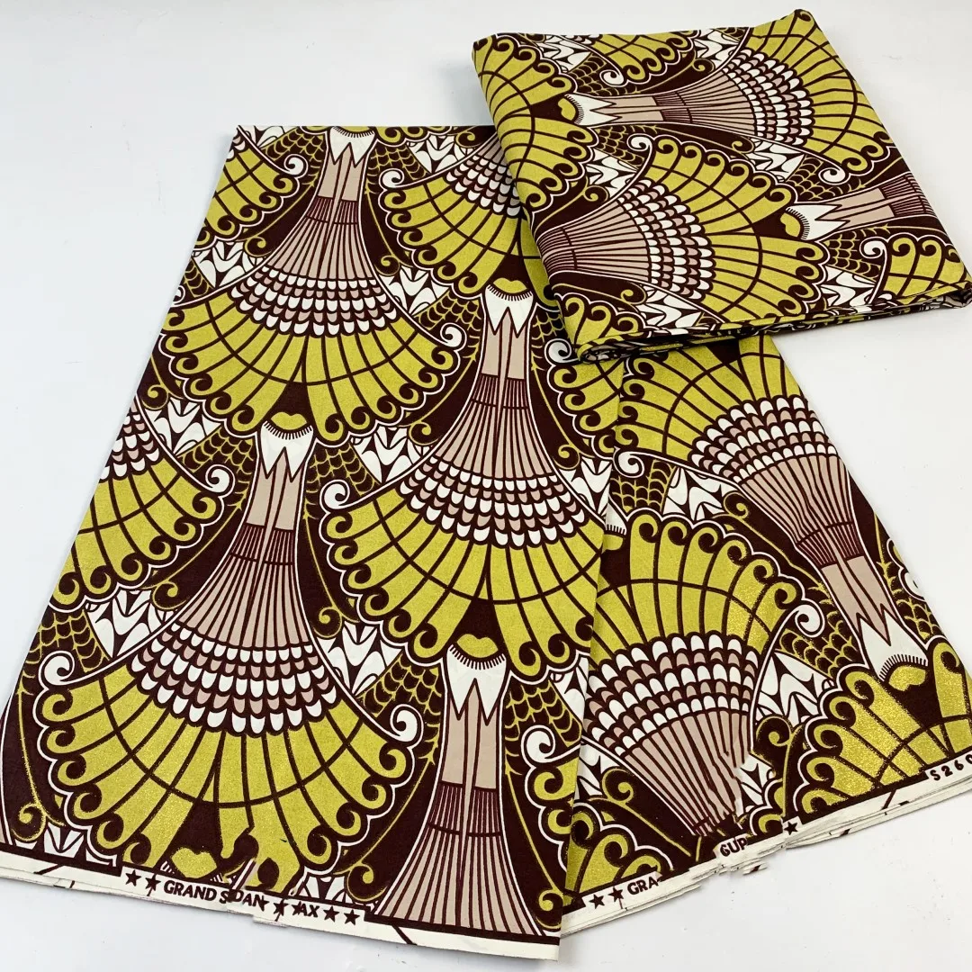 2023 New Design 100% Cotton Top Quality Super-Golden- Wax African Fabric For Wedding Dress Making Craft Loincloth Y2