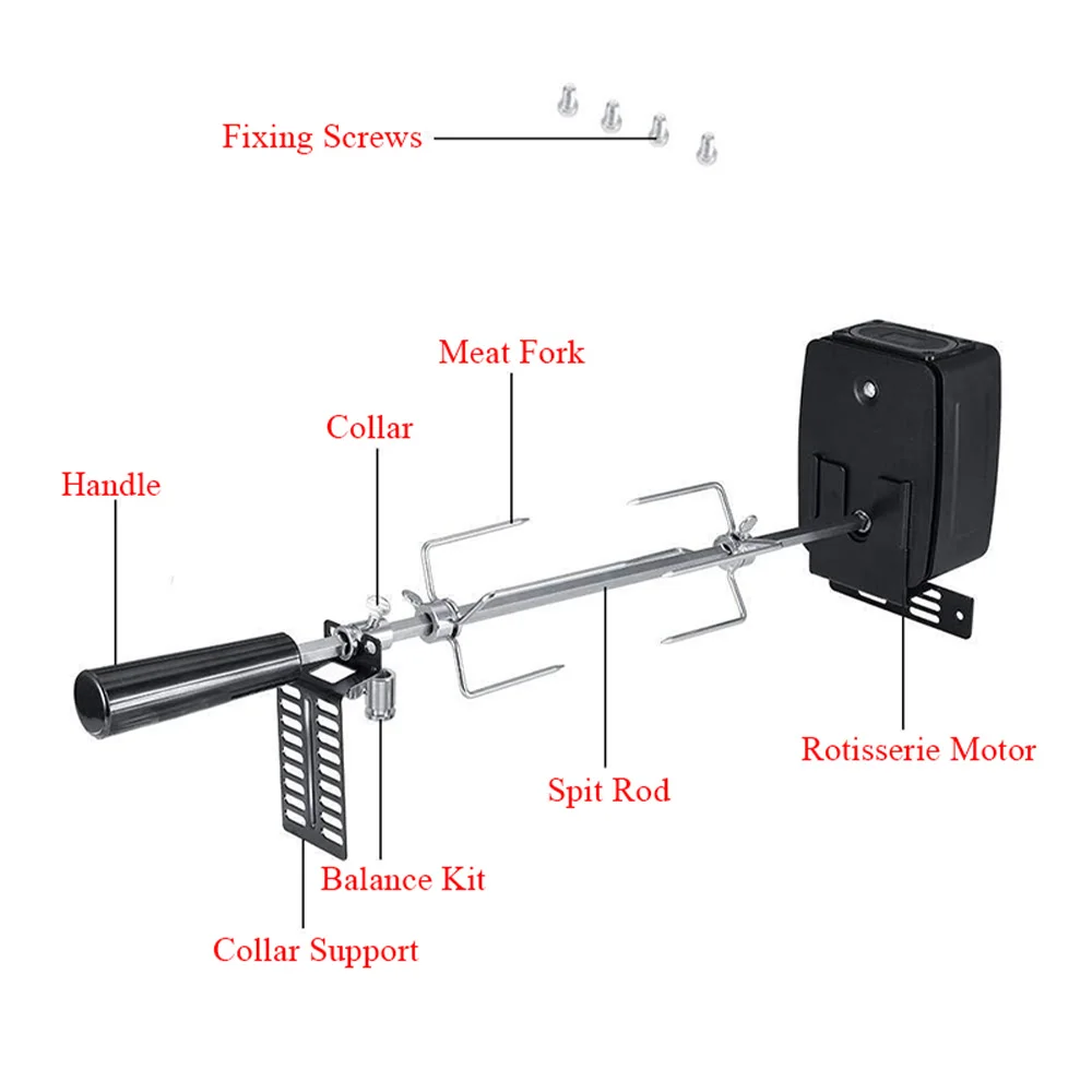 Kit de rôtisserie universel pour barbecue à gaz, tige hexagonale