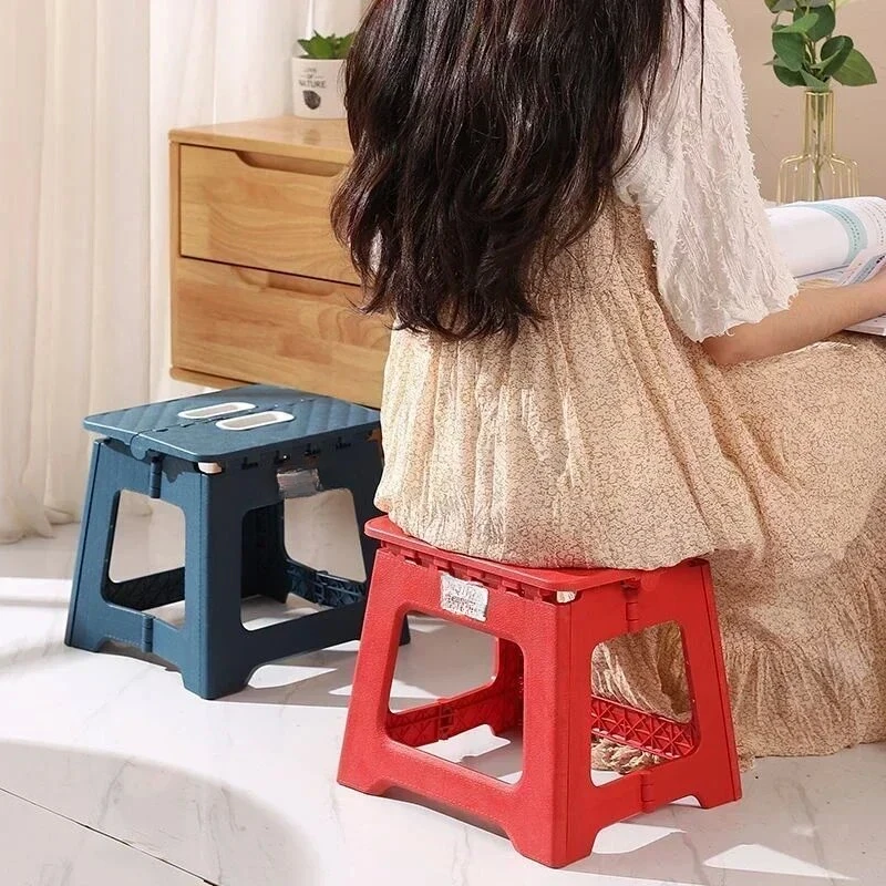 Lightweight Folding Step Stool Multi Purpose Handheld Thickened Footstool Non-Slip Plastic Small Benches Kitchen