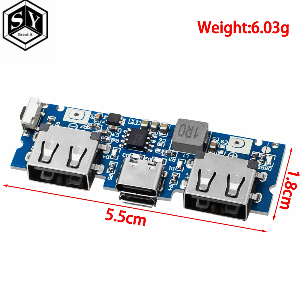 마이크로/C 타입 USB 듀얼 USB 18650 부스트 배터리 충전기 보드, 모바일 파워 뱅크, 휴대폰 DIY용 액세서리, 5V 2.4A