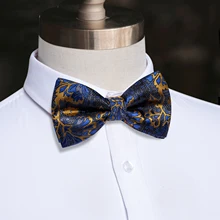

Original Design Bow Ties for Men Silk Navy Blue Gold Floral Butterfly Knots for Party Fashion Gentlemen Wedding Accessories
