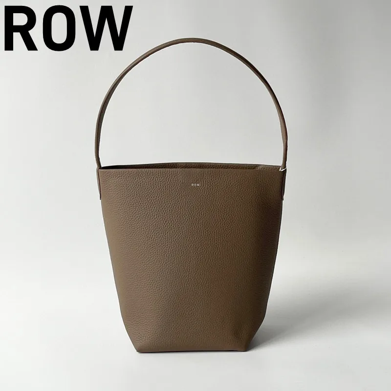 ROW 2024 Women's Genuine Leather Bucket Bag with Minimalist Top Quality Handheld Highest Version