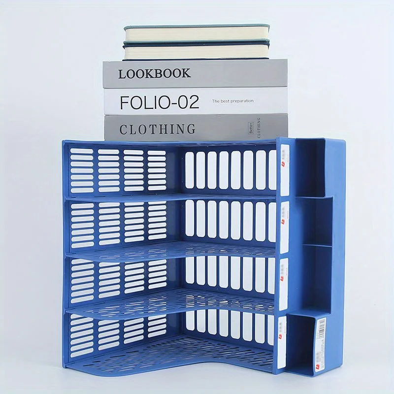 1 Pcs, Thickened, Quadruple File Bar, Desktop File Shelving, Storage Box, Pen Holder Frame, File Box, Office Supplies 5