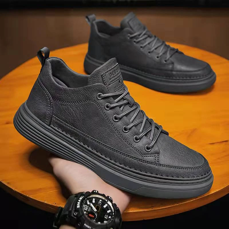 Mens Leather Casual Shoes Leather Platform Sneakers Leather Walking