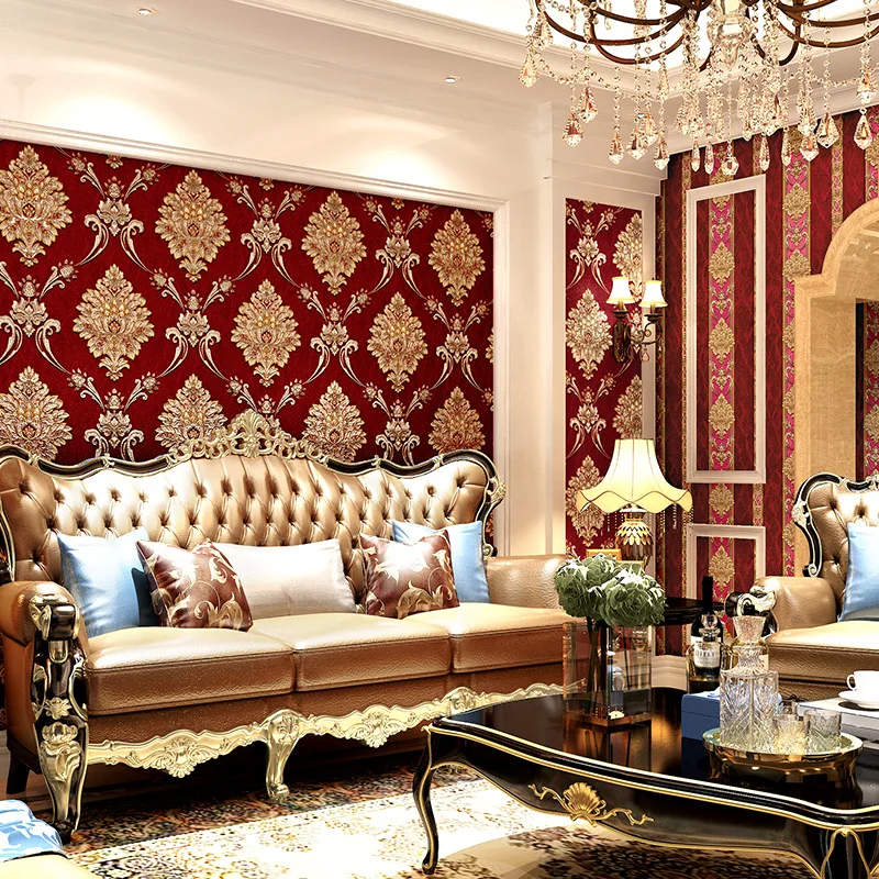 

3d Three-dimensional European Wallpaper Luxury High-end Bedroom Living Room Vertical Stripes Atmospheric TV Background Wallpaper