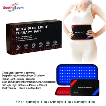 90 LEDs Blue Infrared Red Light Therapy Belt  460nm 660nm 850nm For Skin Care Relieve Waist Back Shoulder Arm Muscle Body Pain