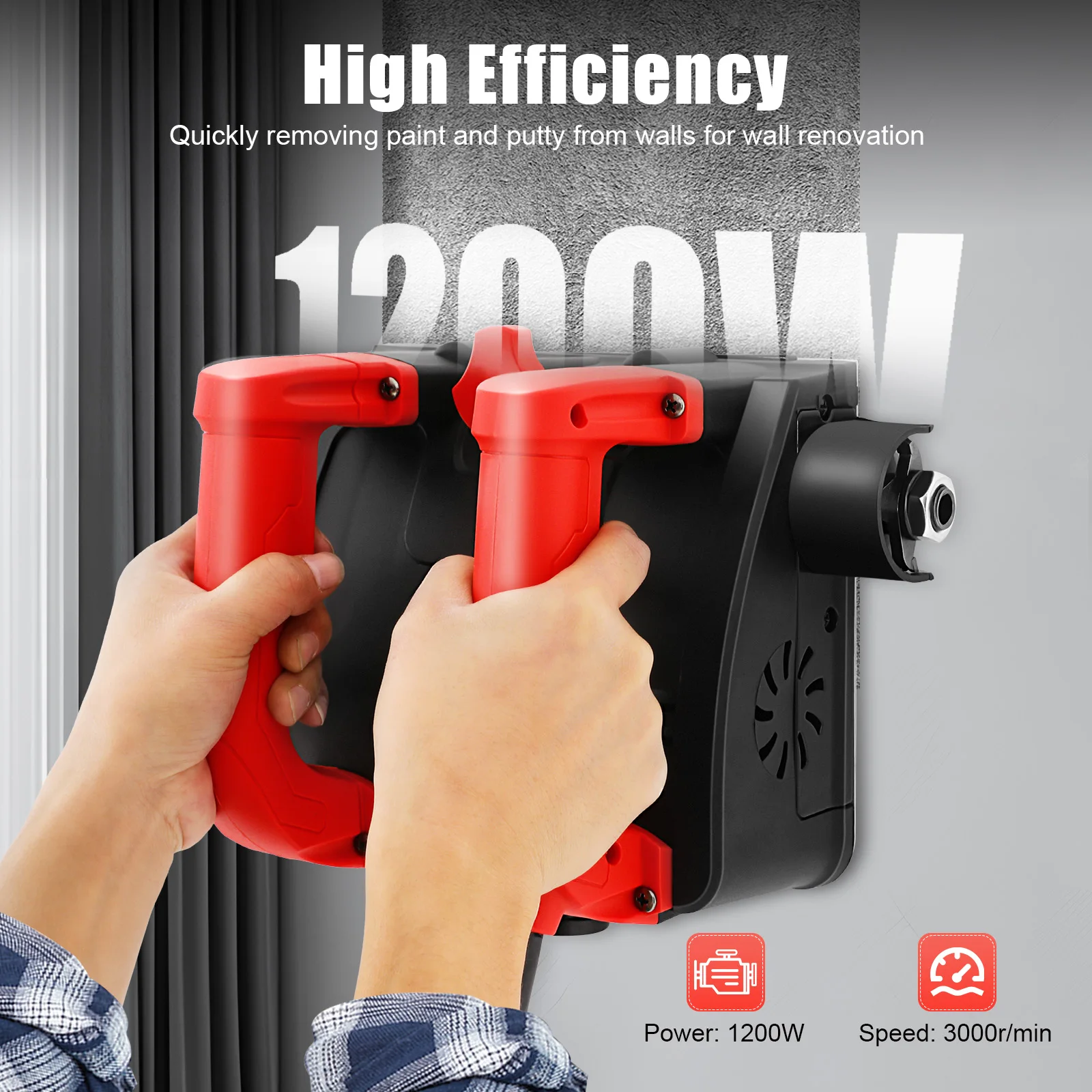 1680W 콘크리트 벽면 밀링 머신 3000RPM 퍼티 삽 스크레이퍼 키트 (시멘트 나이프 포함) 벽면 연마 및 마감용