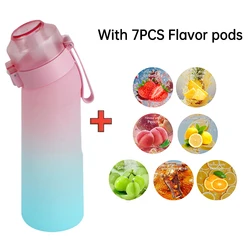 LUSQI Air Infusion Water Bottle with Flavor Rings - Stylish Tritan Sports Cup with Straw - 650ml (Gradient Pink Blue)