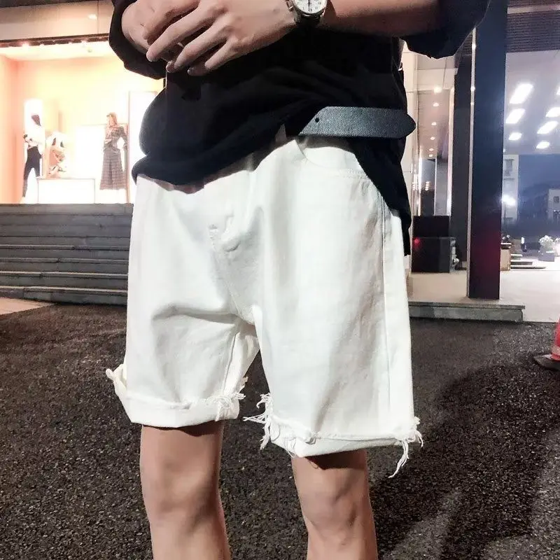 Denim Trendy Loose Straight Versatile Summer Harajuku Style Five-point Pants