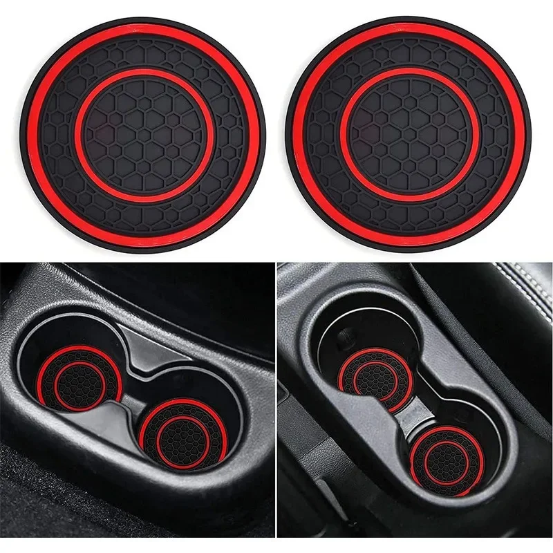 Set of 2 Anti-Slip Car Console Coasters - 7cm Honeycomb Design