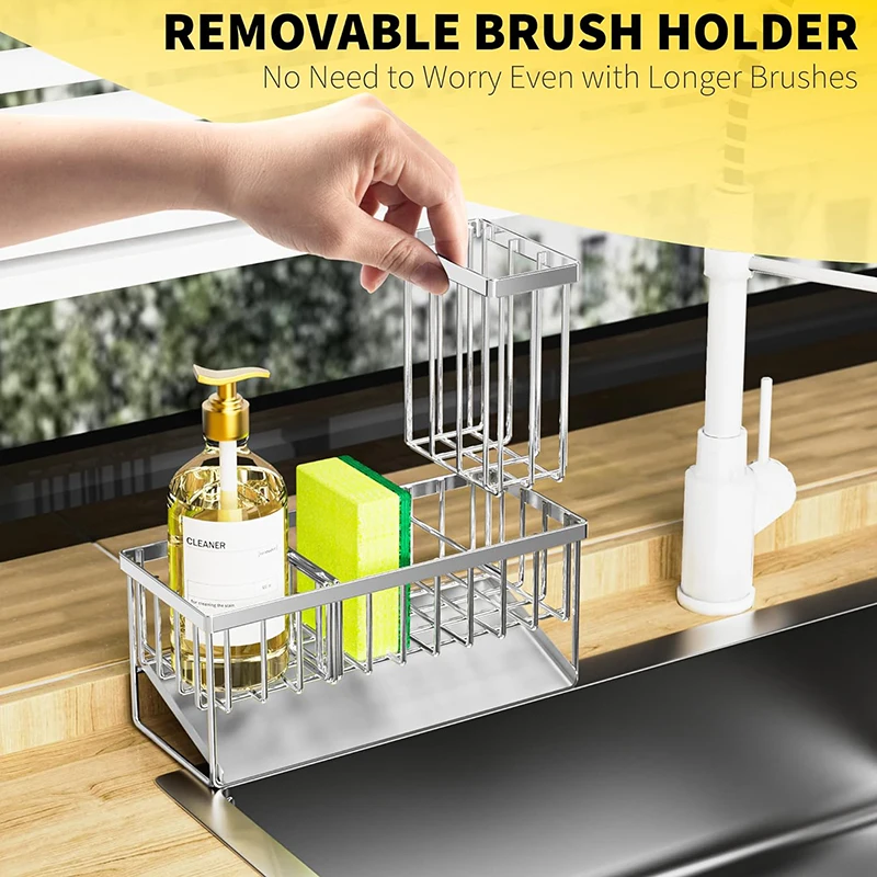 Sink Caddy Sponge Holder Sink Basket Brush Holder Dish Cloth Hanger Soap Rack Sink Stopper Holder Sponge for Kitchen 5