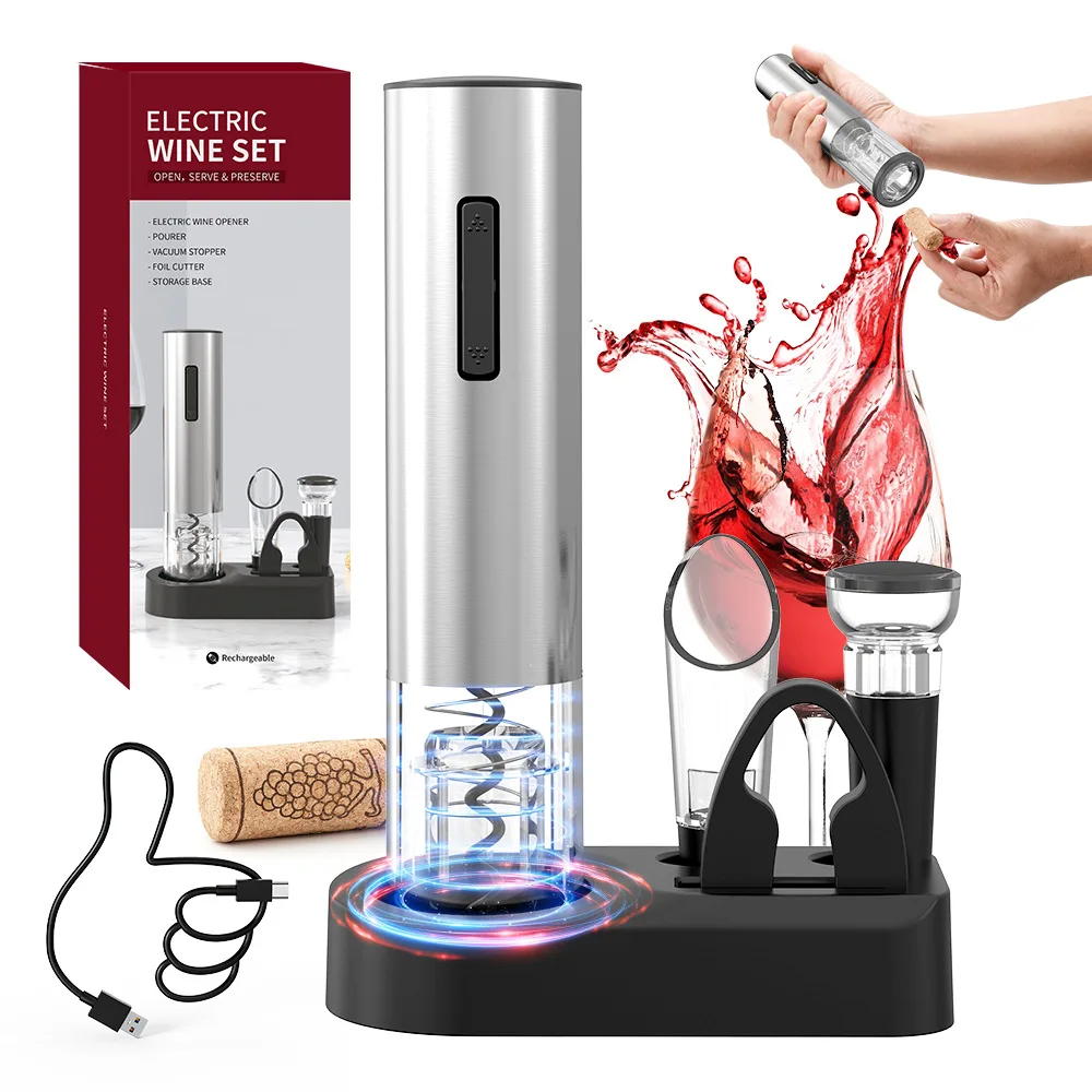 Automatic Stainless Steel Electric Wine Opener with Foil Cutter