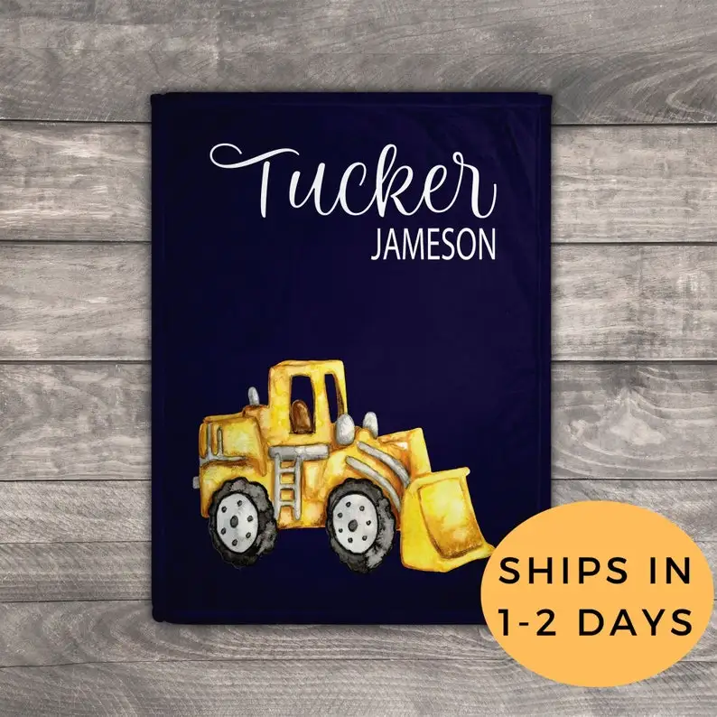 

Construction Blanket Personalized, Construction Nursery Decor, Construction Baby Shower, Construction Theme, Construction Birthd
