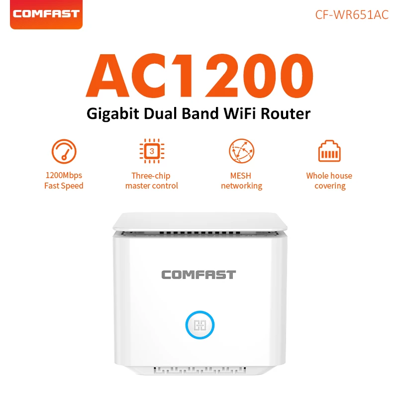 

Comfast Home Mesh Wireless Router AC1200 WiFi Gigabit Coverage Route Extender WPS 2.4G&5G Wi-fi Repeater Amplifier CF-WR651AC