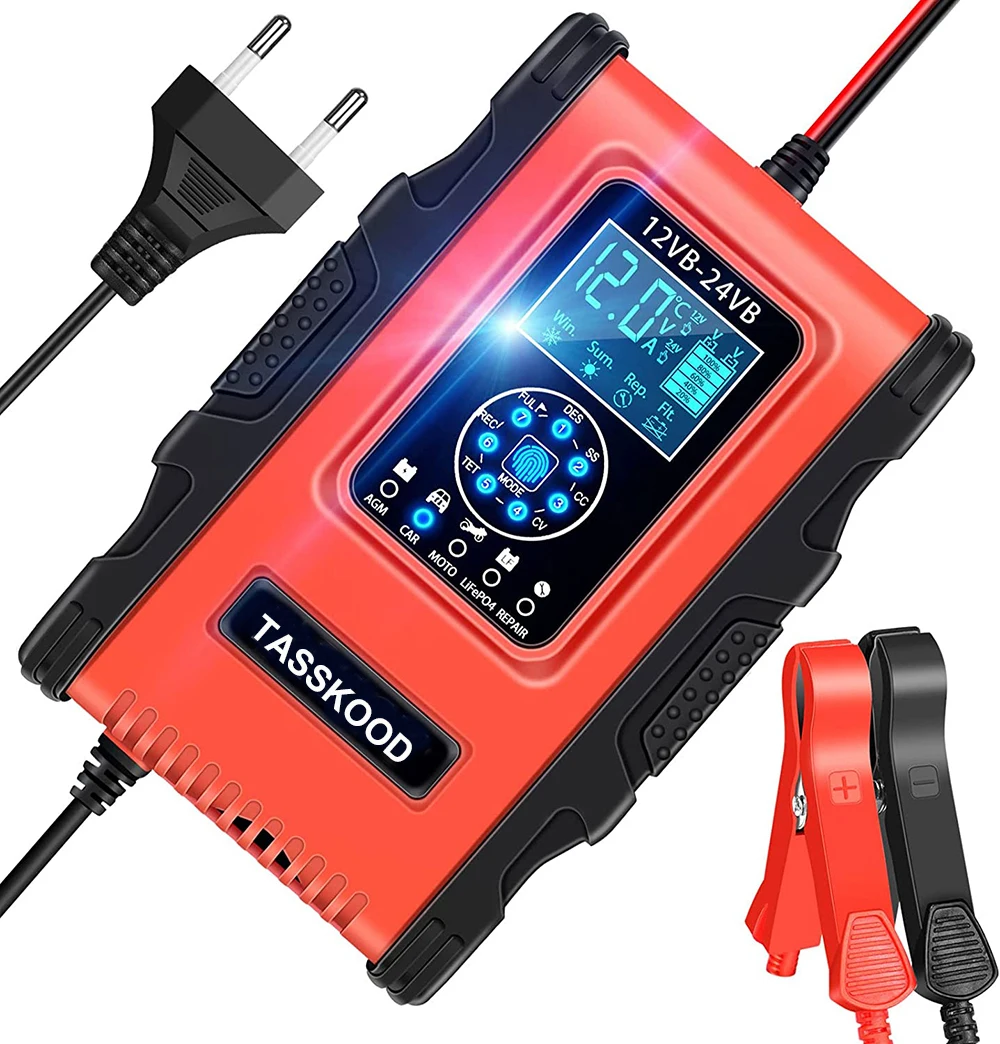 

Car Battery Charger, High Power 12V/24V 12A Trickle Charger /Maintainer Delivers 7 Stage Charging, for More Types of Batteries.