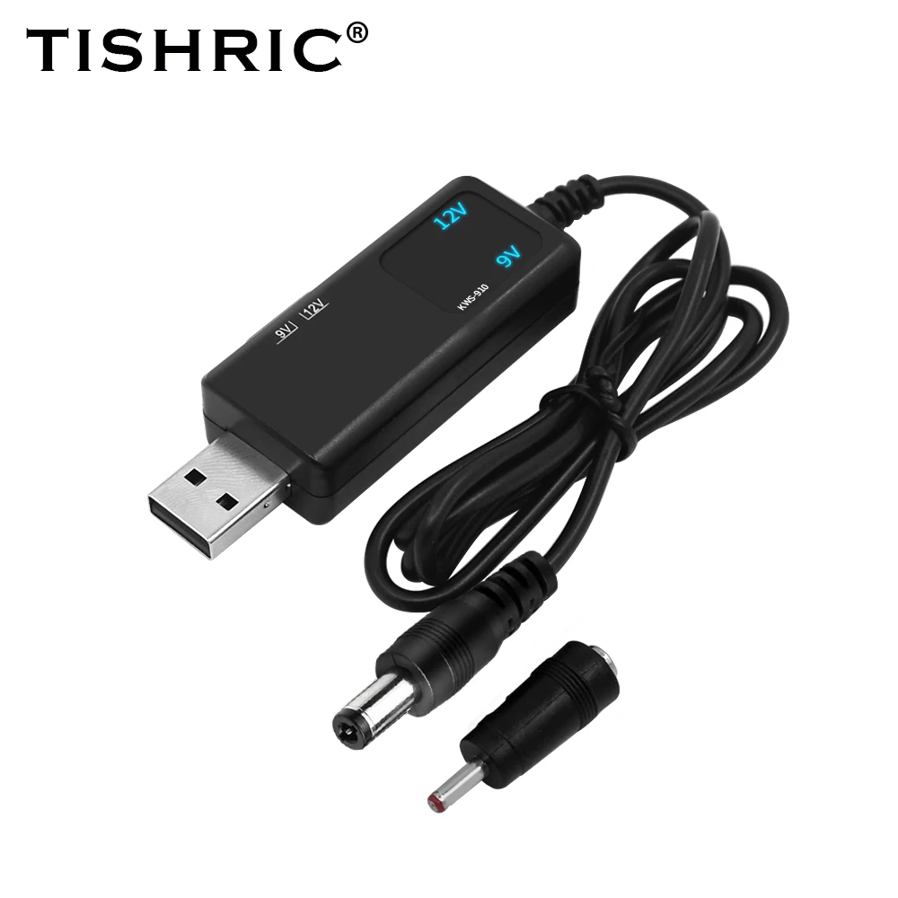 TISHRIC KWS-910 Blue Display Voltage USB to DC 5.5/3. 5mm Router Optical Cat Booster Wire DC 5V to 9V/12V USB Power Boost Cable charging cable usb charging cable