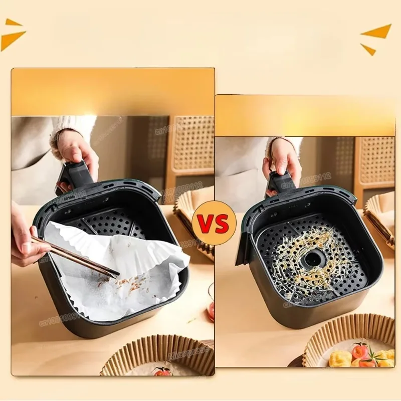 Air Fryer Paper Liners Disposable Oil-Proof Waterproof Baking Paper Round Square And Rectangle Parchment Kitchen Party Supplies