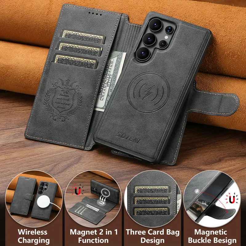 Premium 2-in-1 Detachable Leather Wallet Flip Case with Magnetic Closure