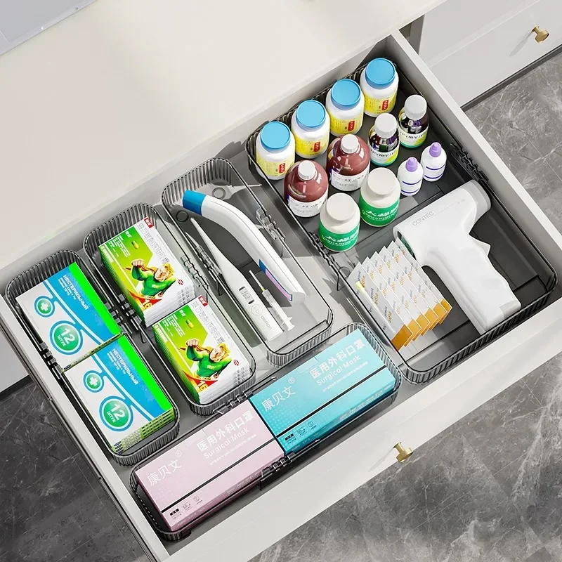 Retractable Kitchen Storage Container Drawer Storage Box Expandable with Partitions Knives Forks Cutlery Box for Kitchen