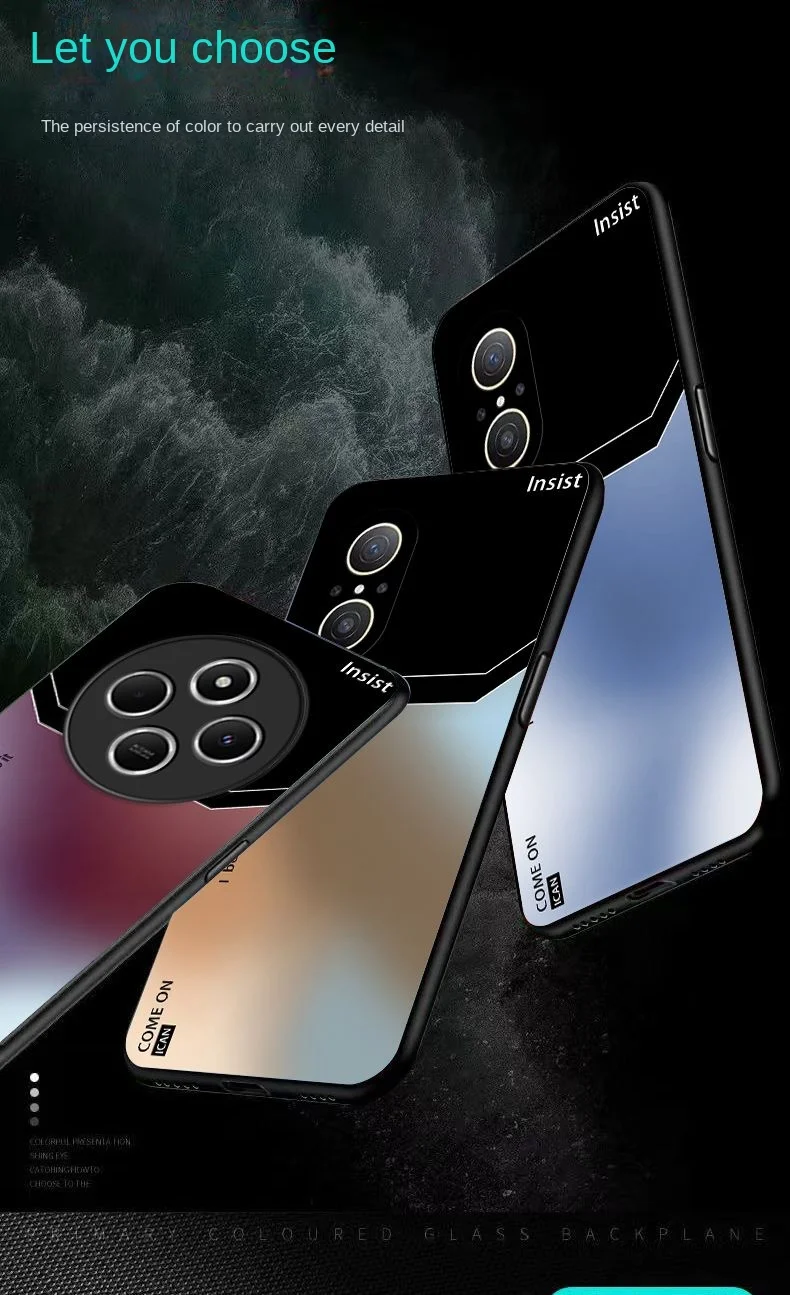 Fashion Hard Tempered Glass Gradient Protective Back Cover Case - Full Cover Shell