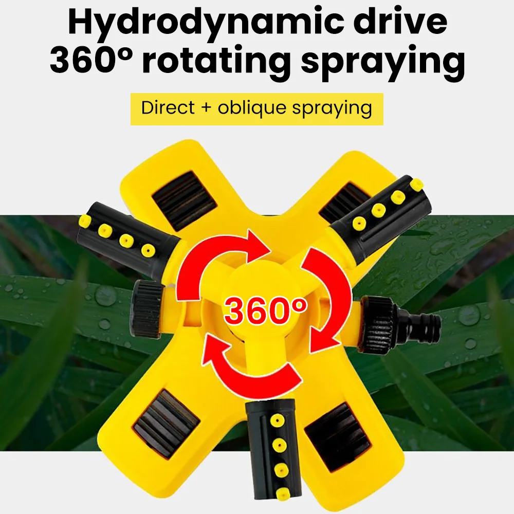 Rotating Sprinkler 360-degree Automatic Rotating Three-prong Sprinkler Irrigation Rotary Tandem Watering Device