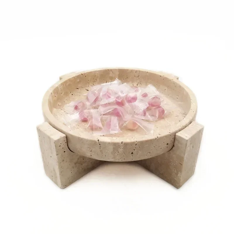 Irregular Bowls with Bases Marble Stone Tray Fruit Dessert Storage Plates Home Furnishings Desc 2