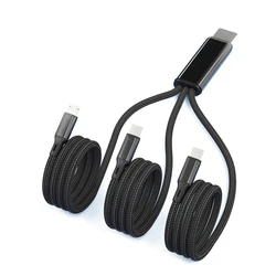 Universal 3 - in - 1 Braided Multi Charger Cable with USB, Type - C, and Micro USB Connectors - 0.2m (Black)