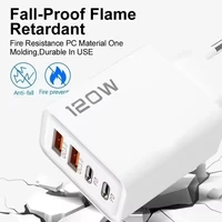 Зарядное устройство 120 Вт Сверхбыстрая зарядка Type-C GaN Зарядное устройство для телефона USB-C QC 3.0 Адаптер зарядного устройства для телефона для iPhone Samsung Xiaomi — изображение 2