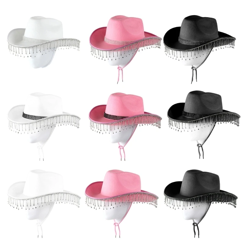 Cowboy Hats Cowgirl Hats Pink West Cowboy Hat Western Cowgirl Women Girls Rhinestones Cowgirl Hat Carnival Party Cap West Costumes for Adults