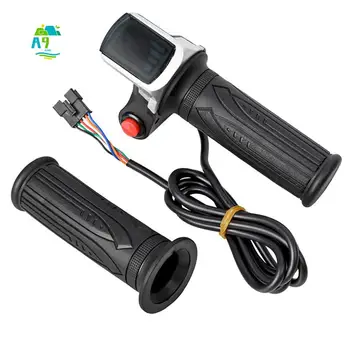 A09E-Aceleratore per bici elettrica con display LCD Maniglia acceleratore per parti di bici elettriche per scooter con acceleratore a rotazione 36V