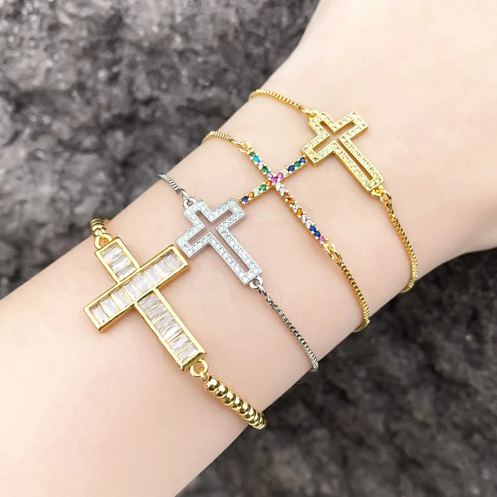 Amazon.com: MOMOL Sideways Cross Bracelet, 18K Gold Plated Stainless Steel  Religious Cross Bracelet Christian Faith Bracelet Classic Cross Charm  Bracelet for Women Girls (CZ Cross Rose Gold): Clothing, Shoes & Jewelry