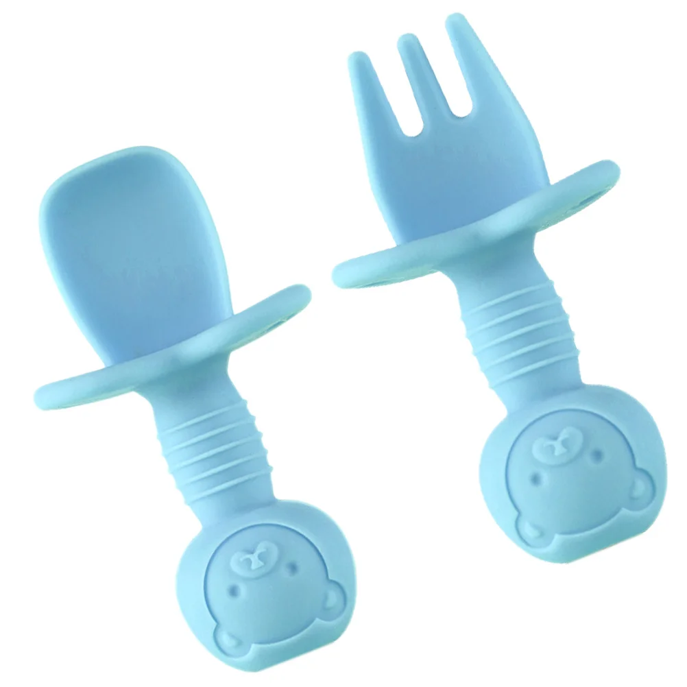

2 Pcs Infant Suit Silicone Spork Baby Training Cutlery Toddler Tableware Fork Set Spoon Child