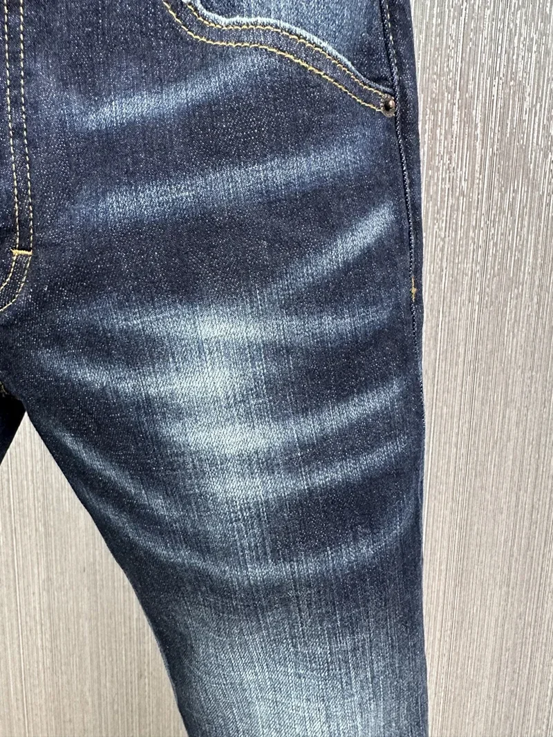 fashion BRAND D2 Men Jeans Denim Pants Hole Slim Pencil Trousers Buttons Party top quality BLUE coolguy JENAS pant for husband 3