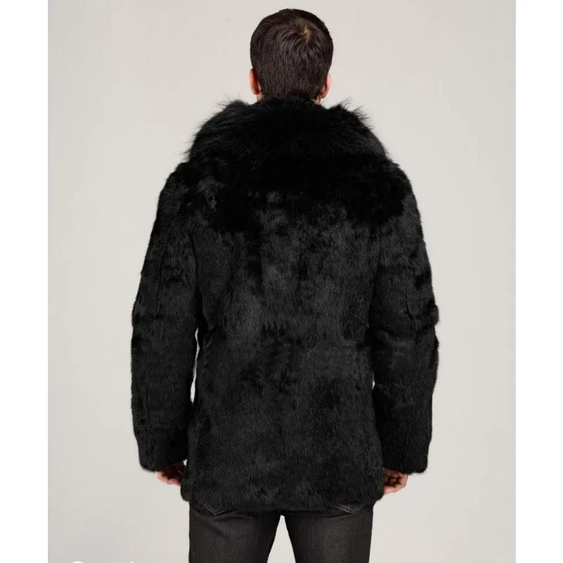Faux Fur Men's European and American Coat Mink Fur Whole Mink Flipped Fox Collar Jacket