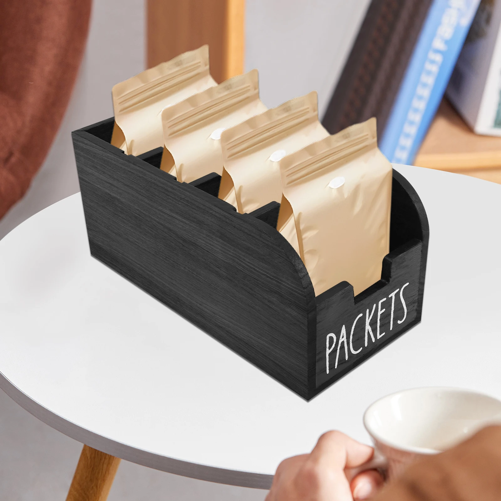 Wood Tea Bag Storage Box Versatile Sugar Packet Spice Pouches Divider Coffee Capsule Sorting Holder Tea Bag Organizer Home Decor 2