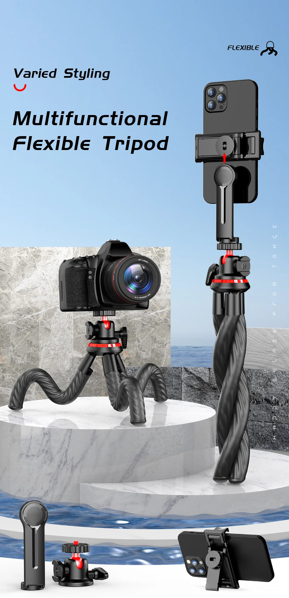 Wireless Bluetooth Selfie Stick for Smartphone Gopro Tripod for DSLR Camera with Octopus Legs for Xiaomi iPhone Huawei Samsung