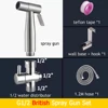 Handheld Bidet Toilet Sprayer Set Stainless Steel Bidet Faucet Wall Mounted Toilet Spray Gun Bathroom Shower Head Self Cleaning 3