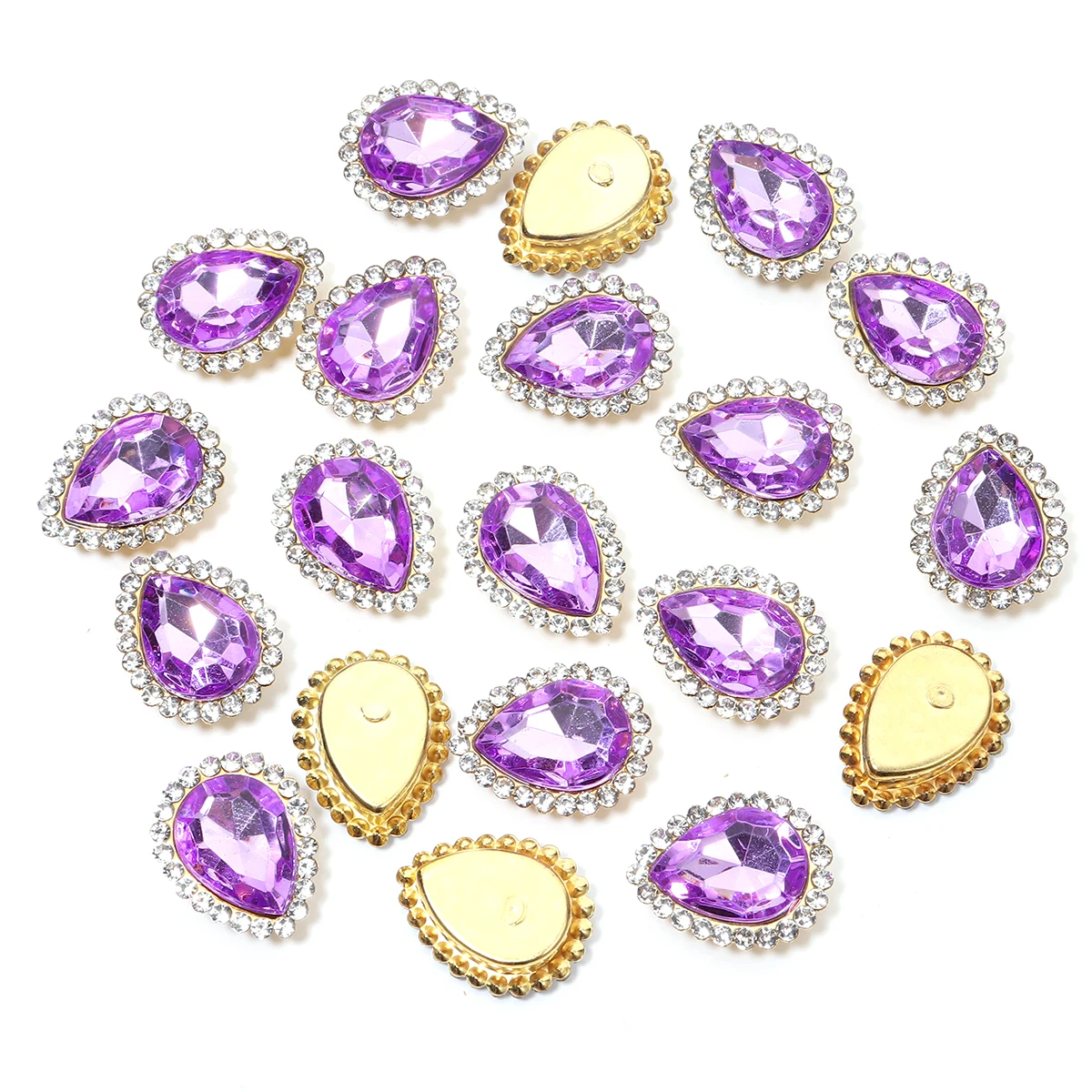 10 Bottoni Decorativi A Forma Di Girasole Con Strass - 14 Mm, Cristallo