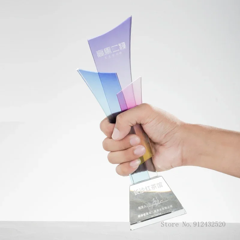 Customized Crystal Trophy for Goddess and Honor, Champion Trophy, Color Printing, Commemorative Souvenir, Home Decoration, 1Pc