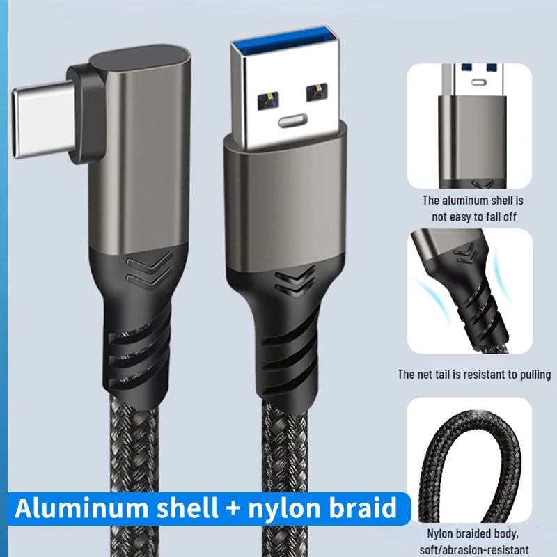 USB 3.2 Gen 2 엘보우 10Gbps 케이블 USB A-USB C 60W Oculus Quest 1/2 링크 헤드셋 데이터 전송 VR 액세서리용 고속 충전
